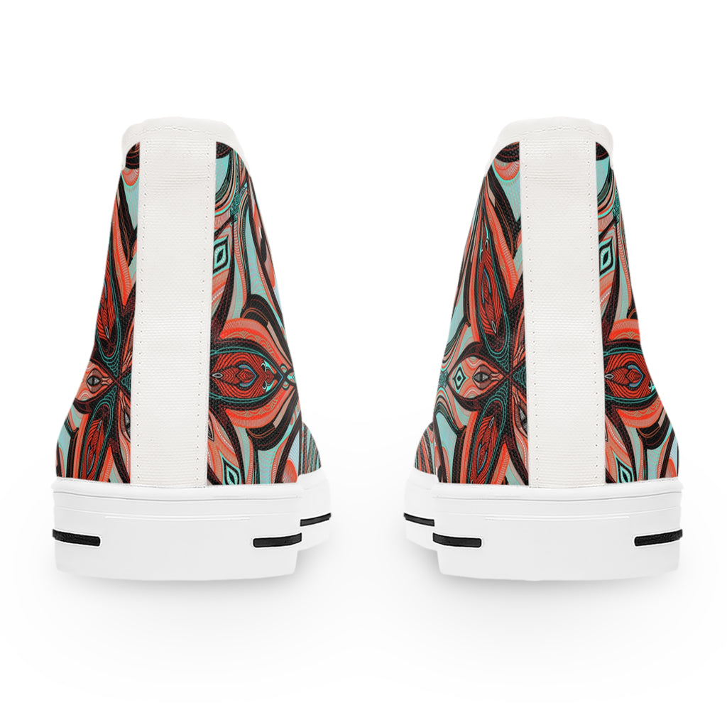 Women's High Top Sneakers — Boho Kaleidoscope Floral Pattern #ht8630