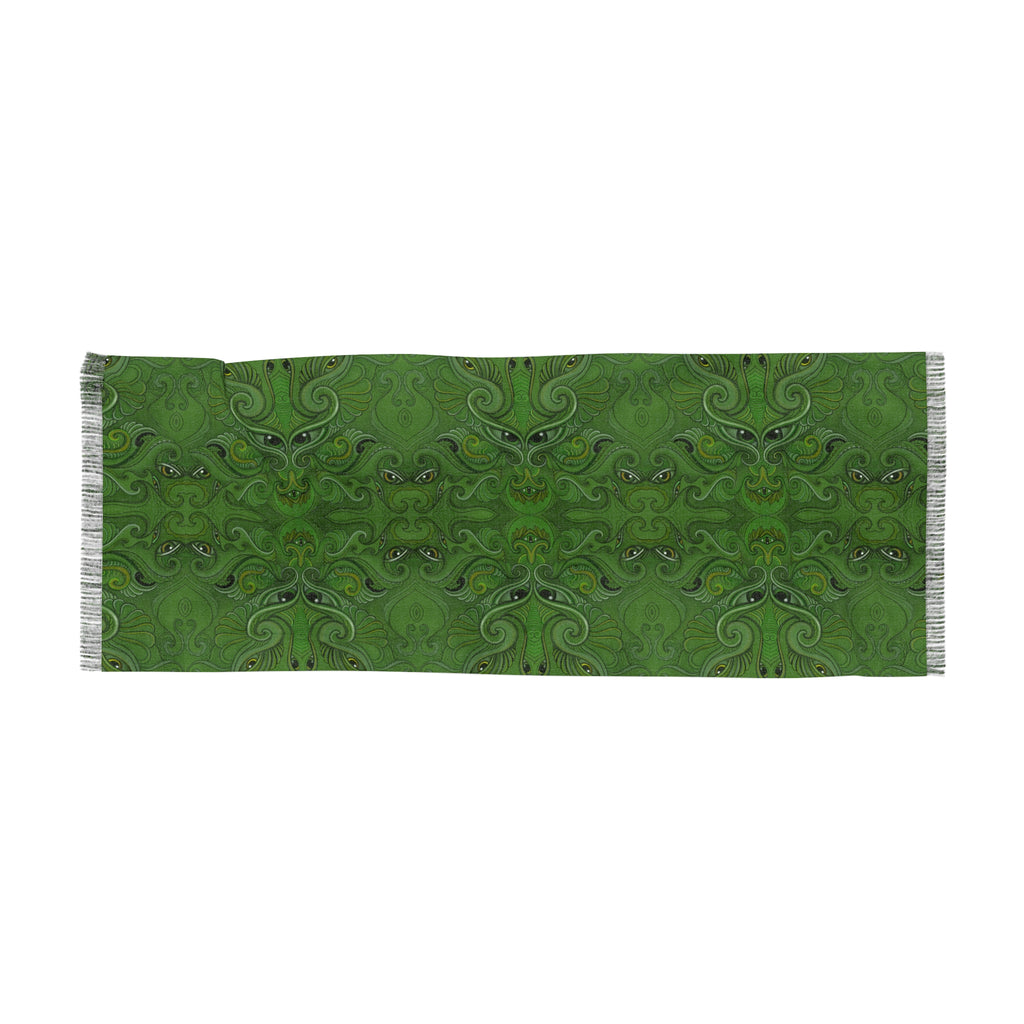 Green Paisley Light Scarf – Lightweight Decorative Fringe Scarf #g65498