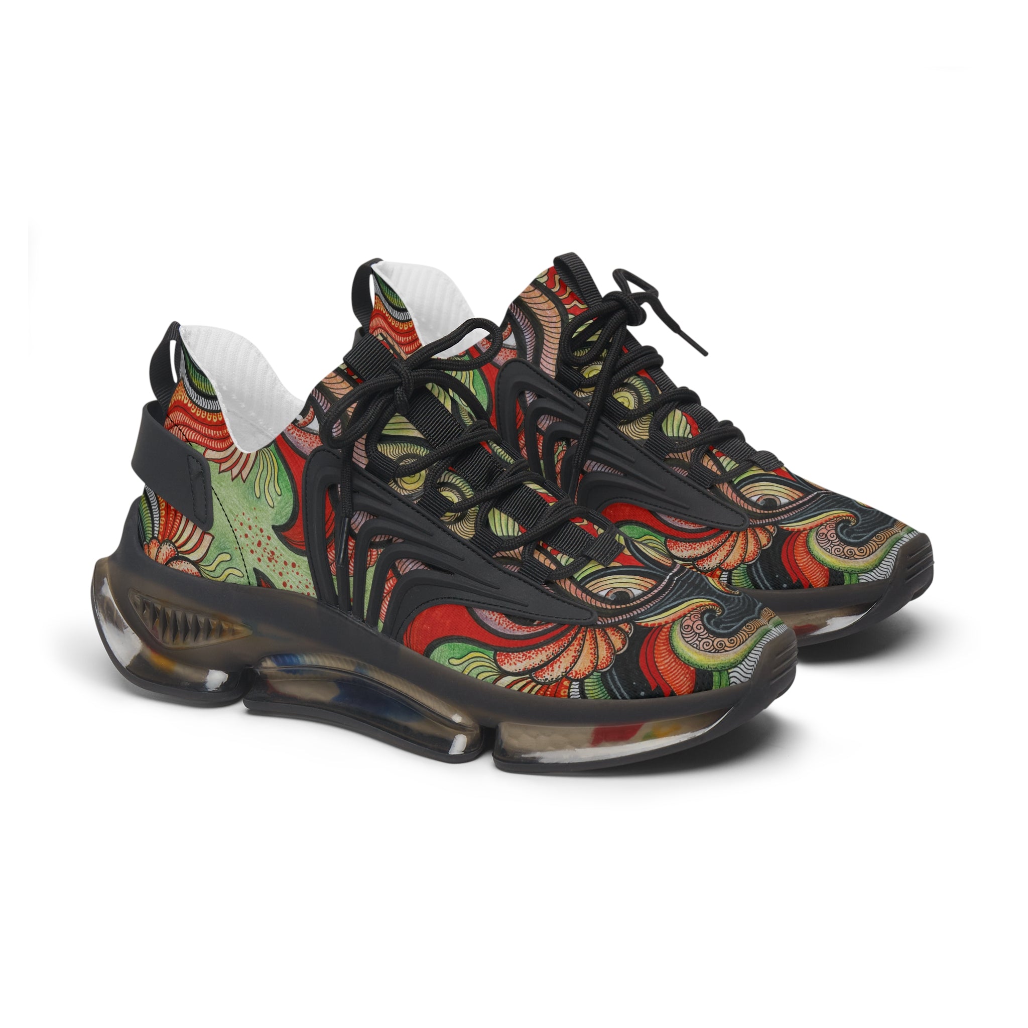 Women's Mesh Sneakers — Vintage Swirl Pattern Athletic Shoes #f3555522