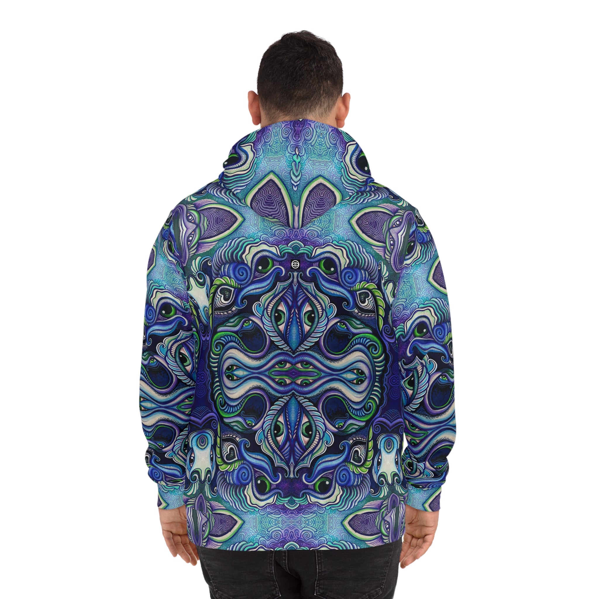 Psychedelic Kaleidoscope Hoodie — Blue Green All-Over Print Fashion Hoodie #g86469