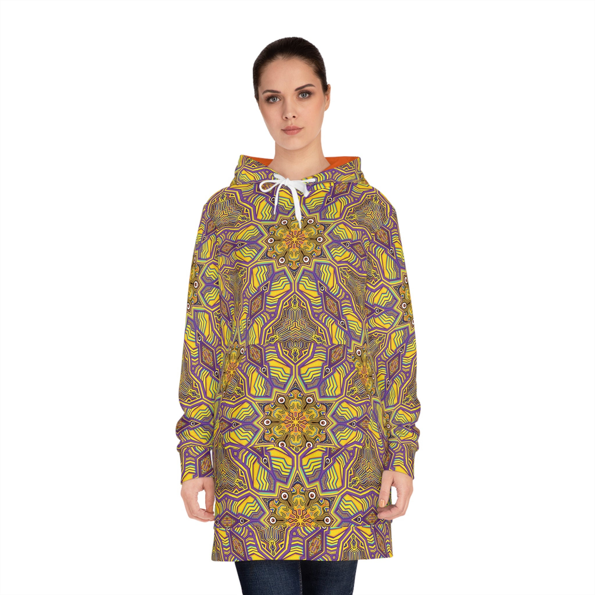 Kaleidoscope Floral Hoodie Dress – Boho Mandala All-Over Print #x88843