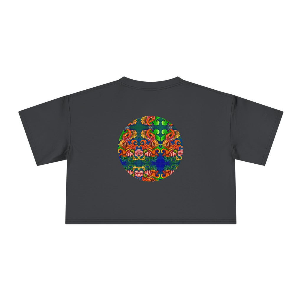 Psychedelic Keyhole Crop Tee — Colorful Abstract Floral Graphic Top #ctaf55