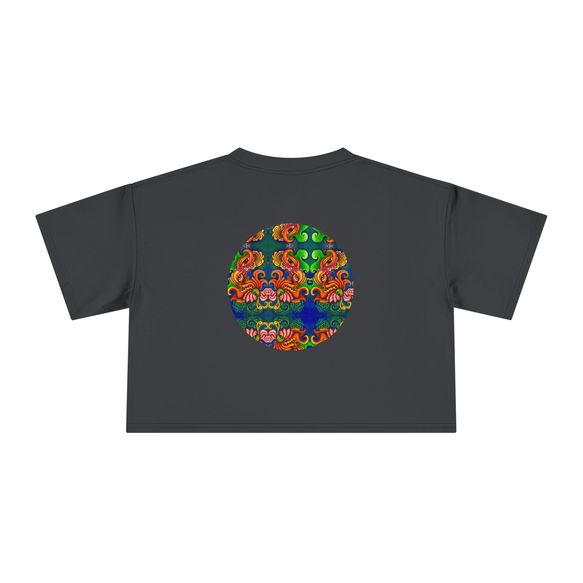 Psychedelic Keyhole Crop Tee — Colorful Abstract Floral Graphic Top #ctaf55