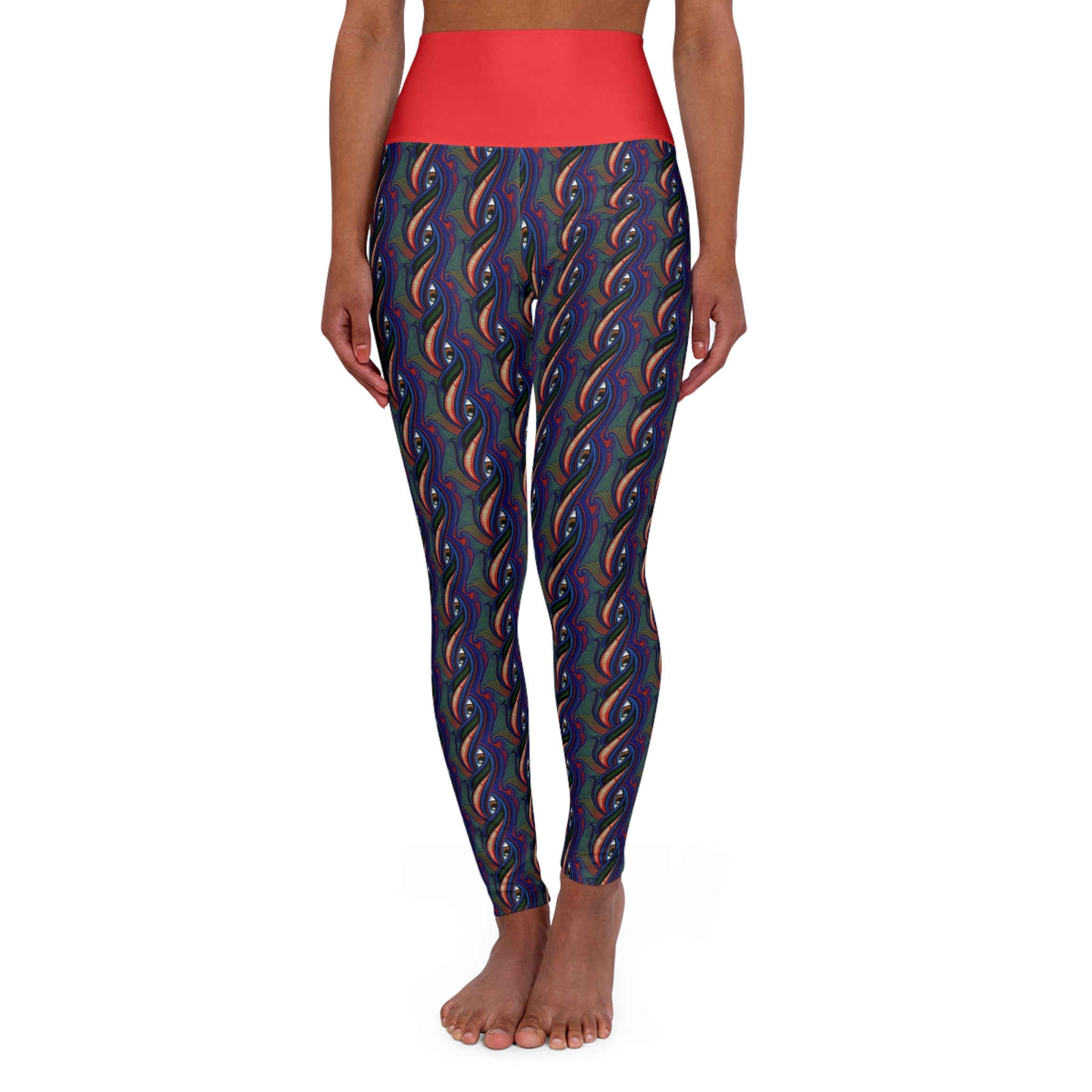 High-Waist Rainbow Paisley Yoga Leggings – Colorful AOP Activewear