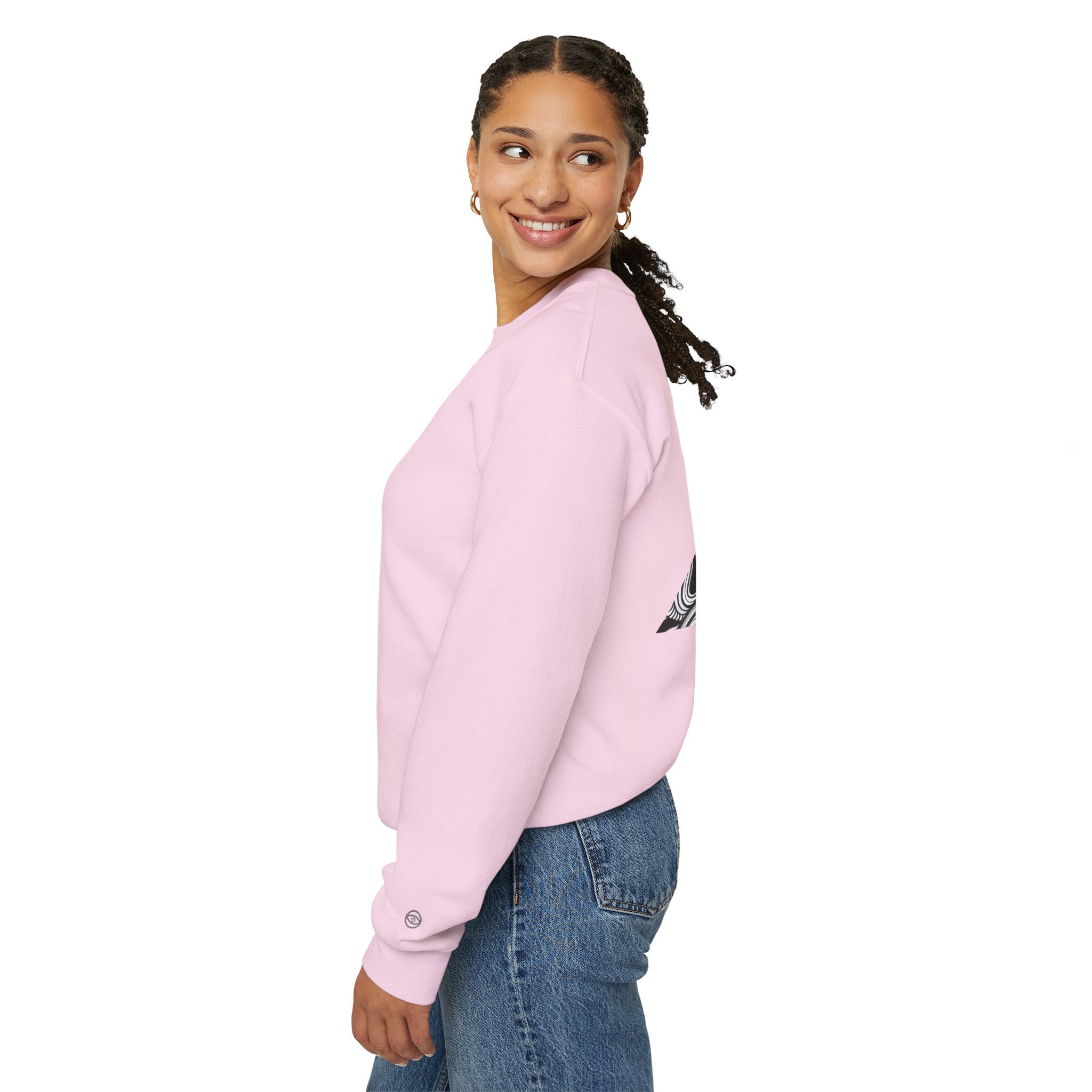 Crewneck Sweatshirt — Black & White Surreal Eye Keyhole Design #h5522168