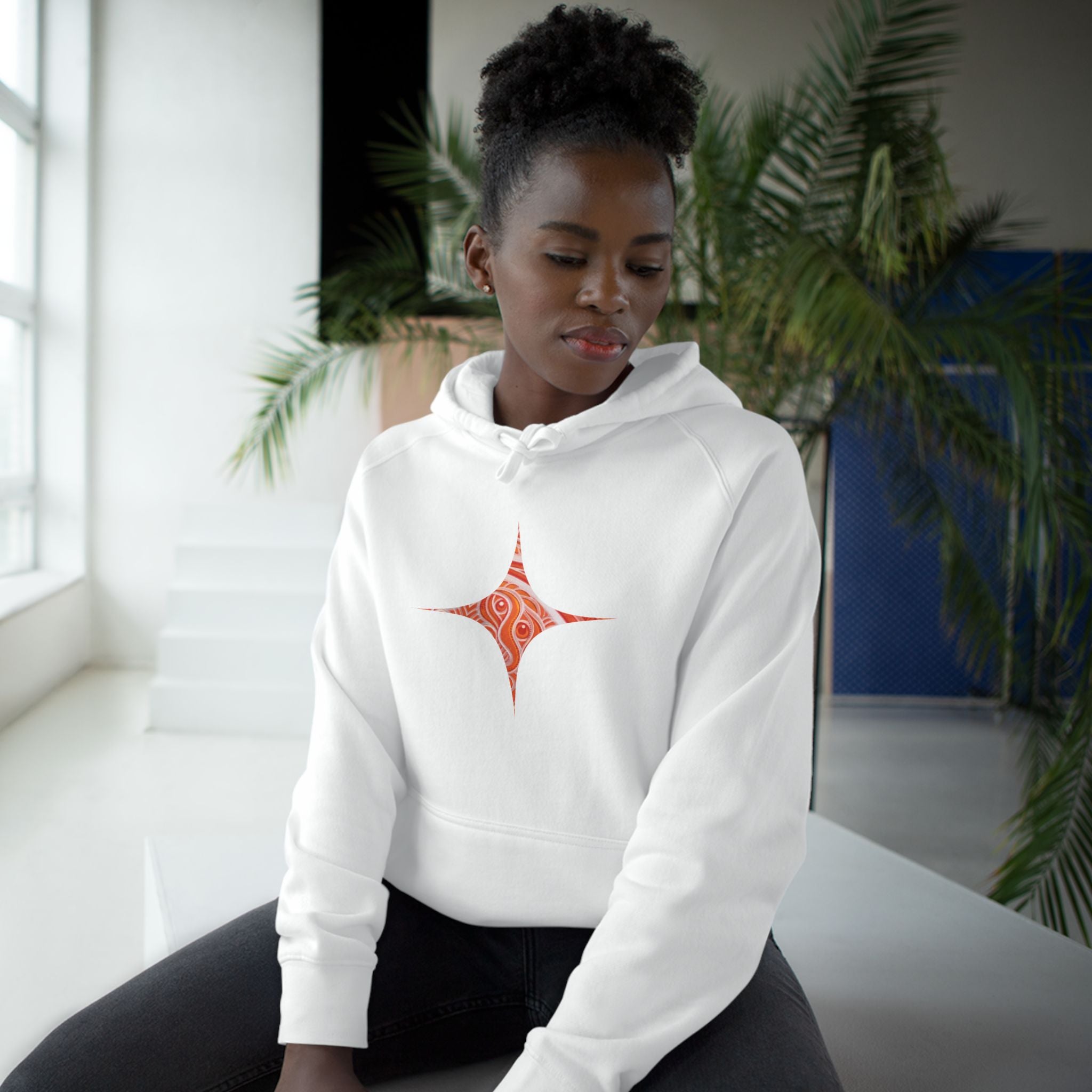 Keyhole & Diamond Pattern Hoodie — Abstract Red Paisley Graphic #yh099879