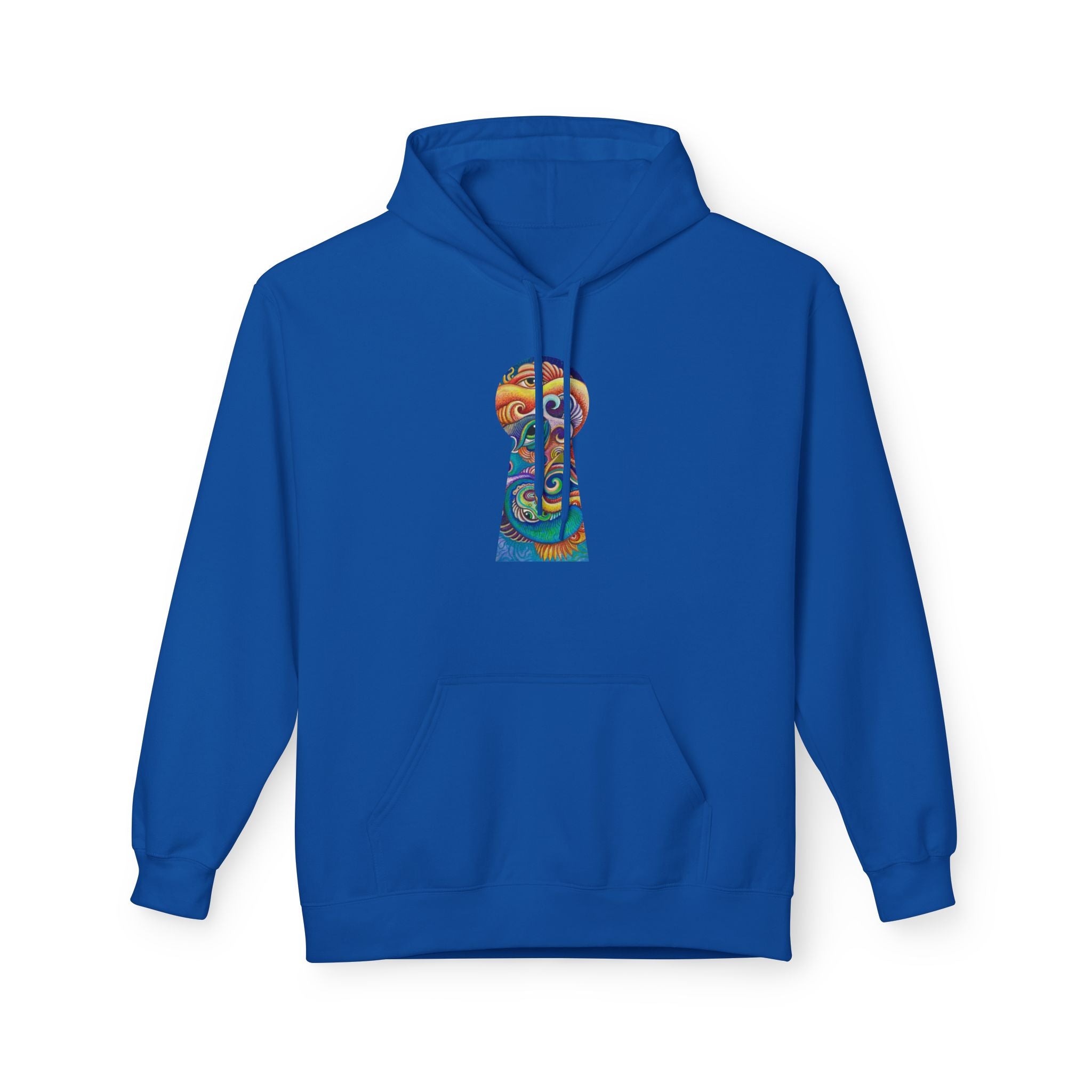 Abstract Psychedelic Face Hoodie | Colorful Surreal Keyhole Art