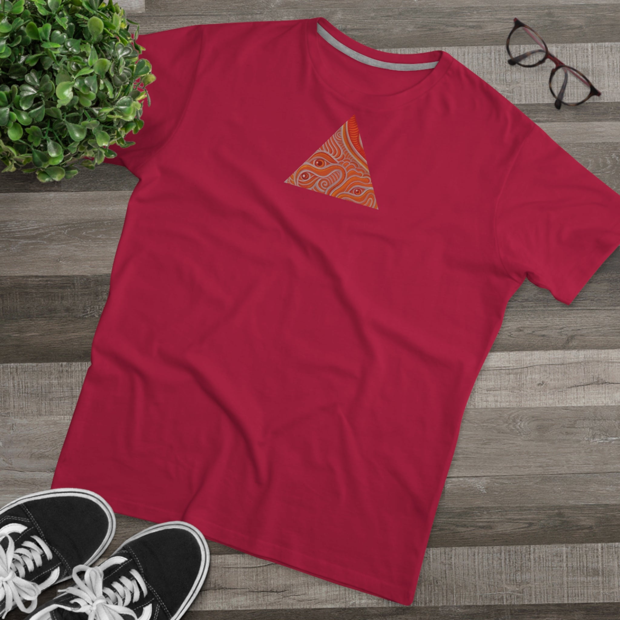 Men's Tee — Red Geometric Triangle Pattern #dm52986