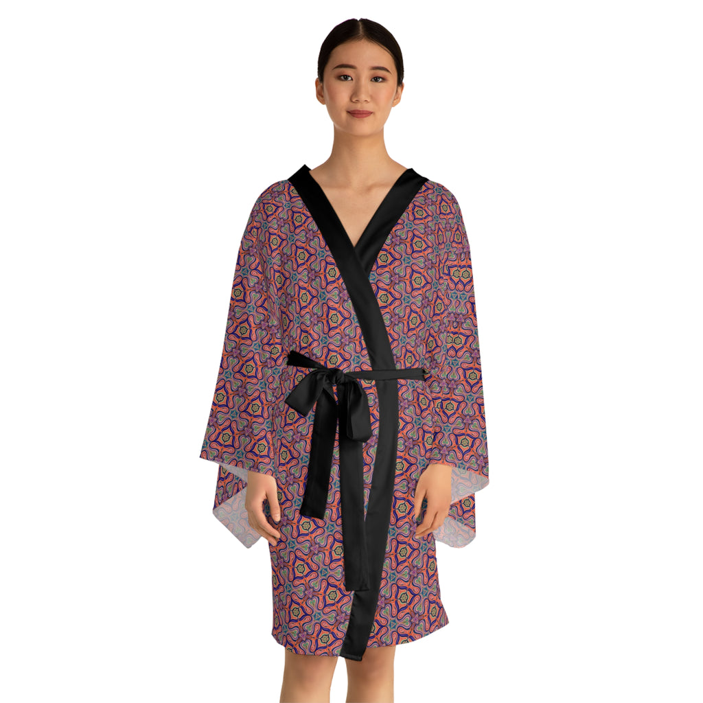 Bohemian Floral Kimono Robe – All-Over Print Lightweight Lounge Jacket