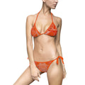 Red Retro Swirl Bikini — Women's Triangle Tie-Side Swimsuit #p9924