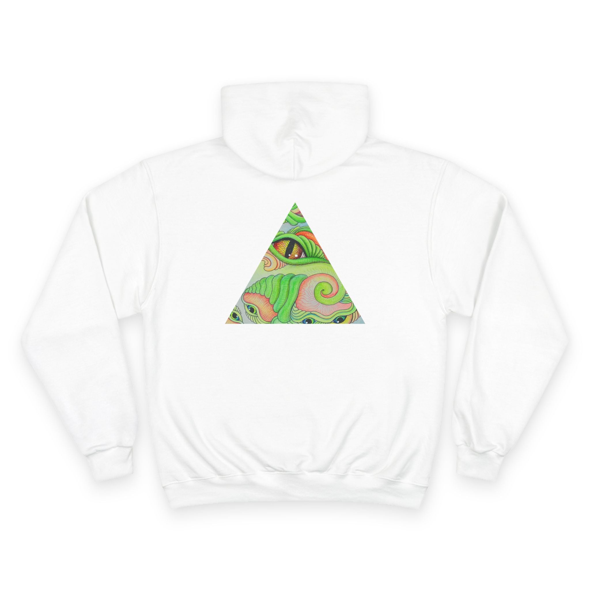 Hoodie — Psychedelic Green Eye Triangle Champion Hoodie #g86478