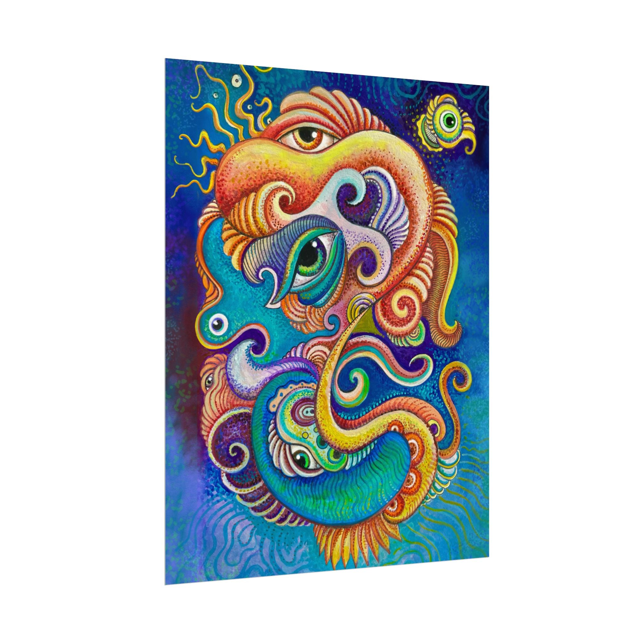 Abstract Psychedelic Watercolor Poster — Textured Matte Art Print #wp2