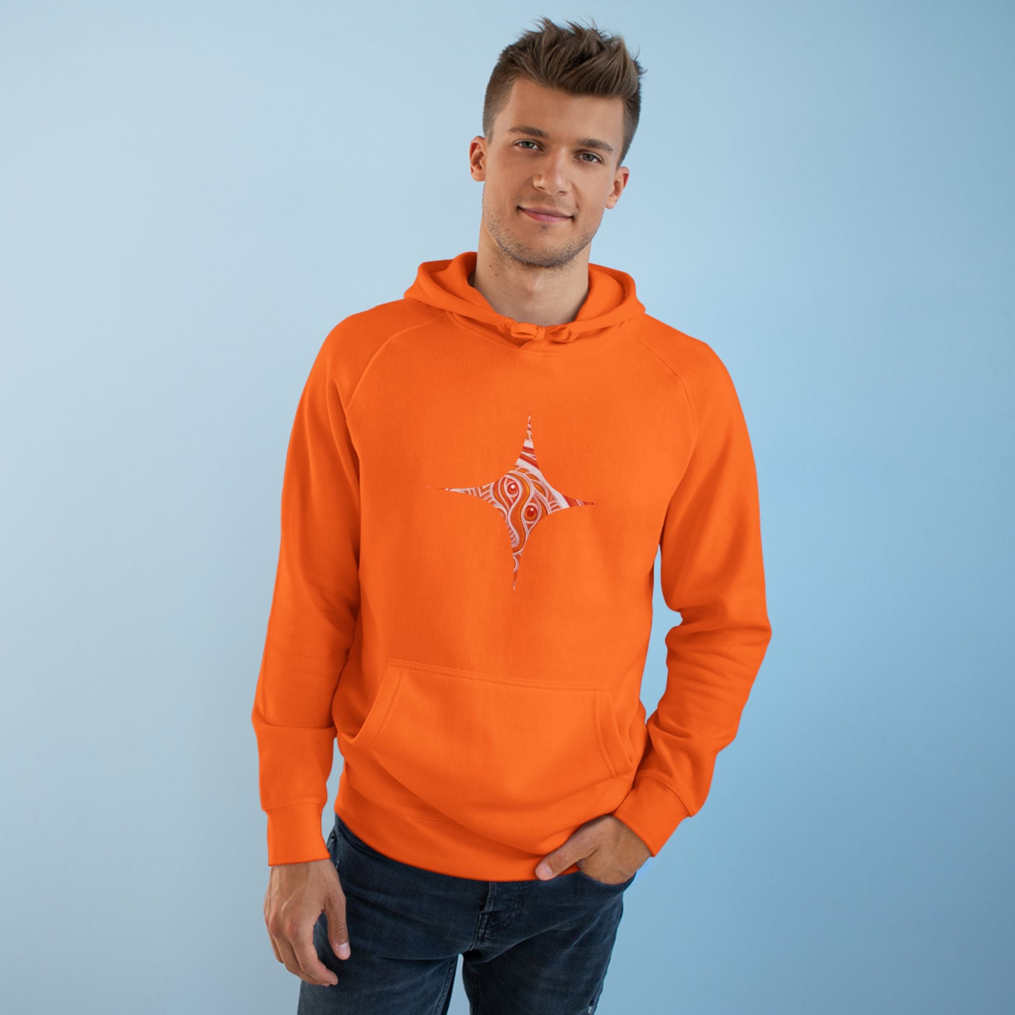 Keyhole & Diamond Pattern Hoodie — Abstract Red Paisley Graphic #yh099879