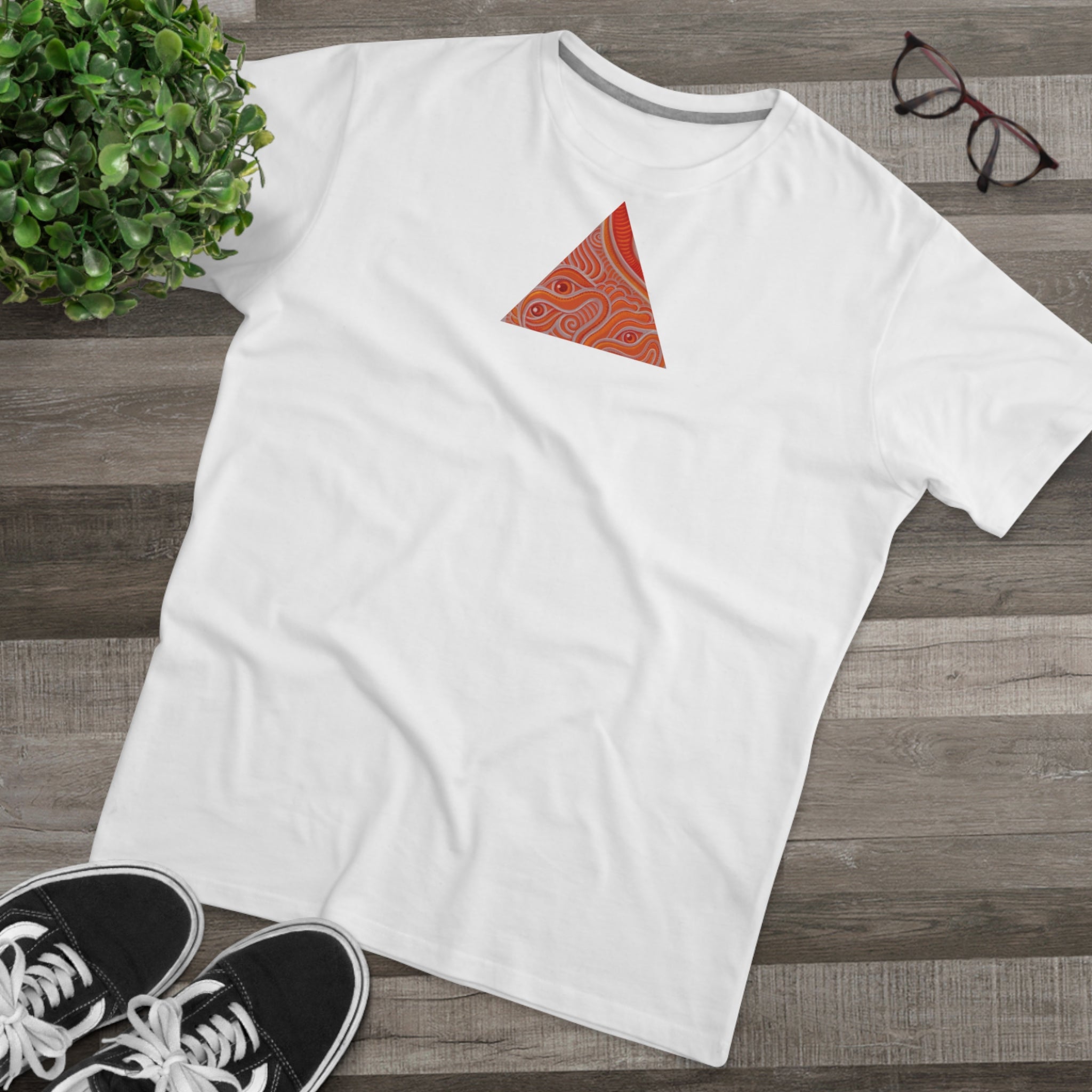 Men's Tee — Red Geometric Triangle Pattern #dm52986