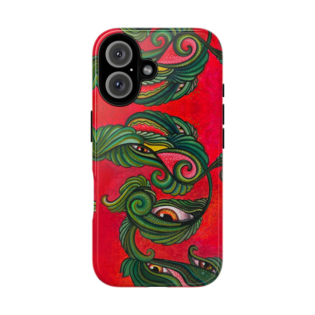 Floral Vine Red Tough Phone Case — Protective Botanical iPhone Cover #t992213