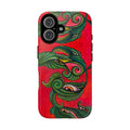 Floral Vine Red Tough Phone Case — Protective Botanical iPhone Cover #t992213