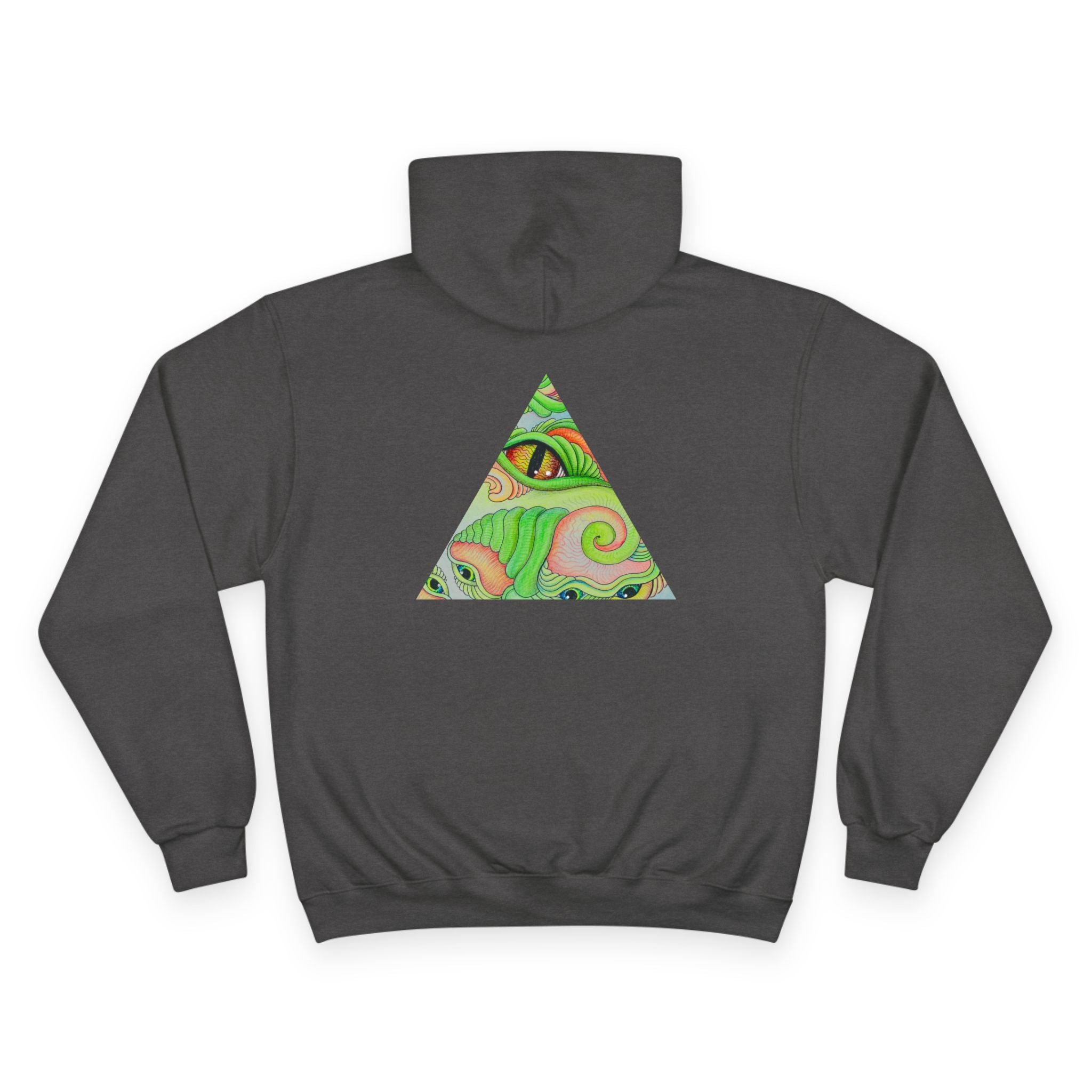 Hoodie — Psychedelic Green Eye Triangle Champion Hoodie #g86478
