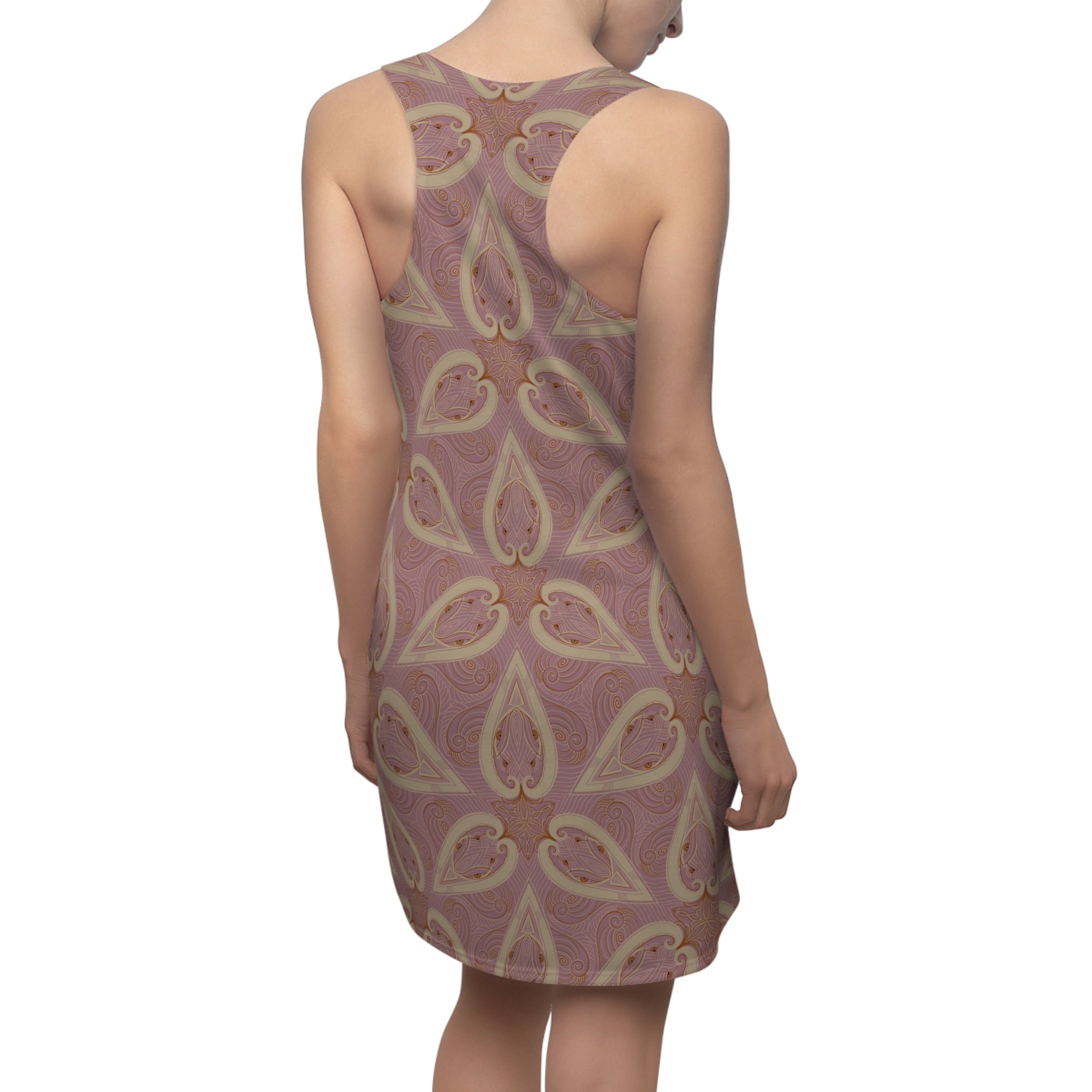 Pink Paisley Racerback Dress — Boho Floral All-Over Print #s120864