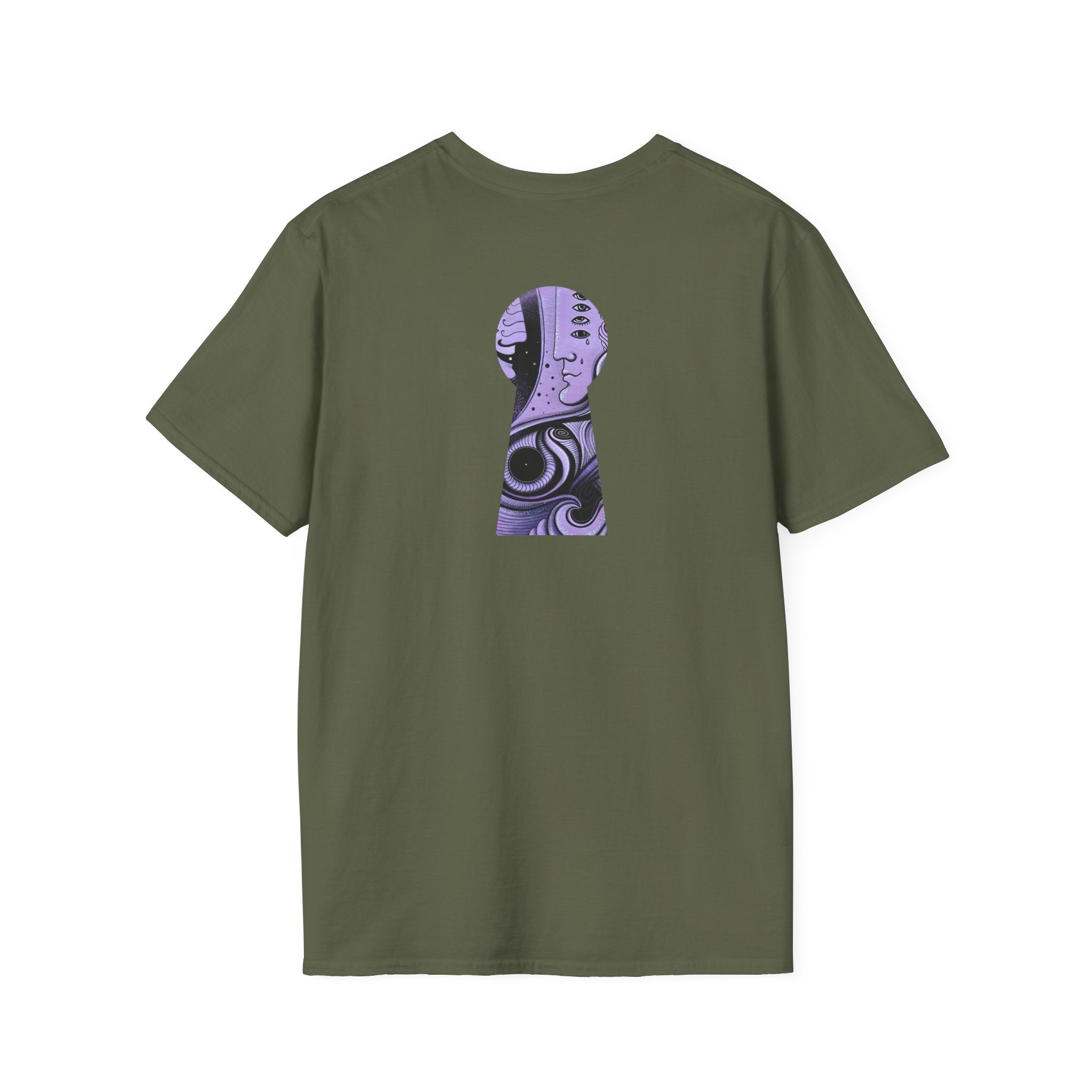 Abstract Purple Swirl Art T-Shirt | Psychedelic Keyhole Design
