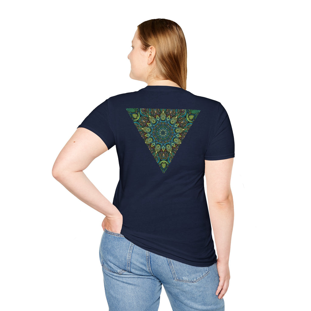 Green Mandala Triangle T-Shirt – Psychedelic Geometric Art Tee # kh9732