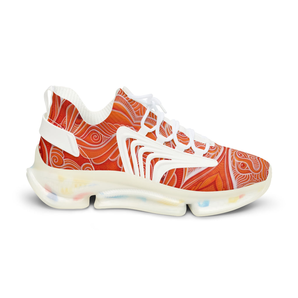 Men's Orange Swirl Mesh Sneakers – Lightweight Athletic Shoes #h974689