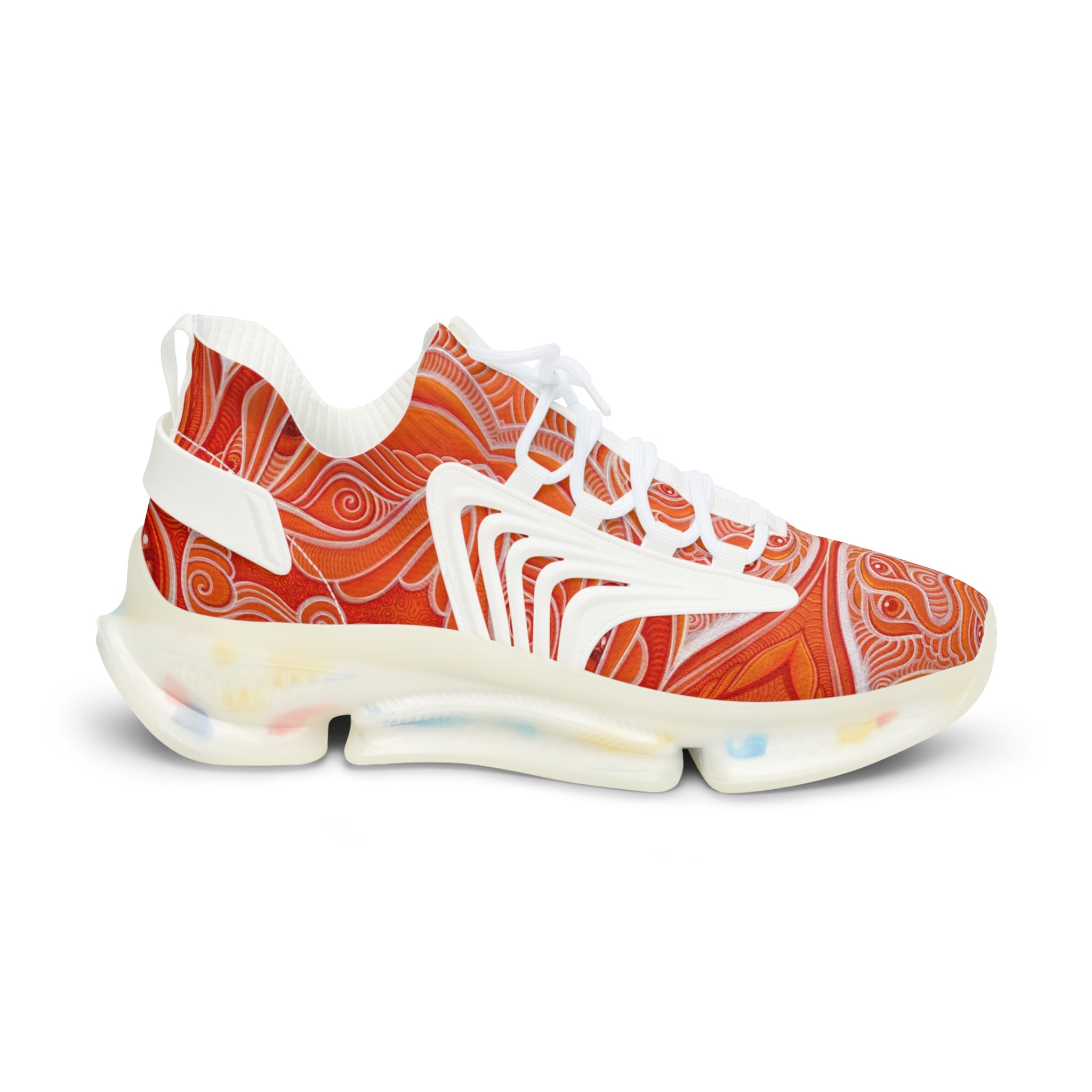 Men's Orange Swirl Mesh Sneakers – Lightweight Athletic Shoes #h974689