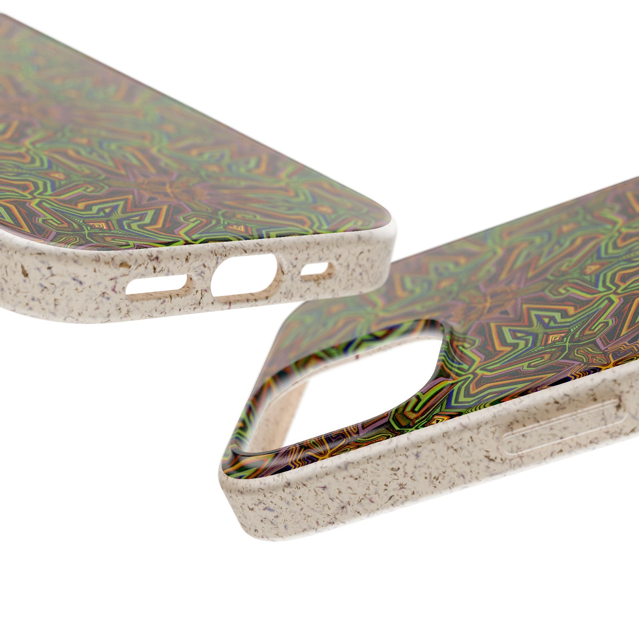 Biodegradable Phone Case — Earthy Green Kaleidoscope Pattern #c3