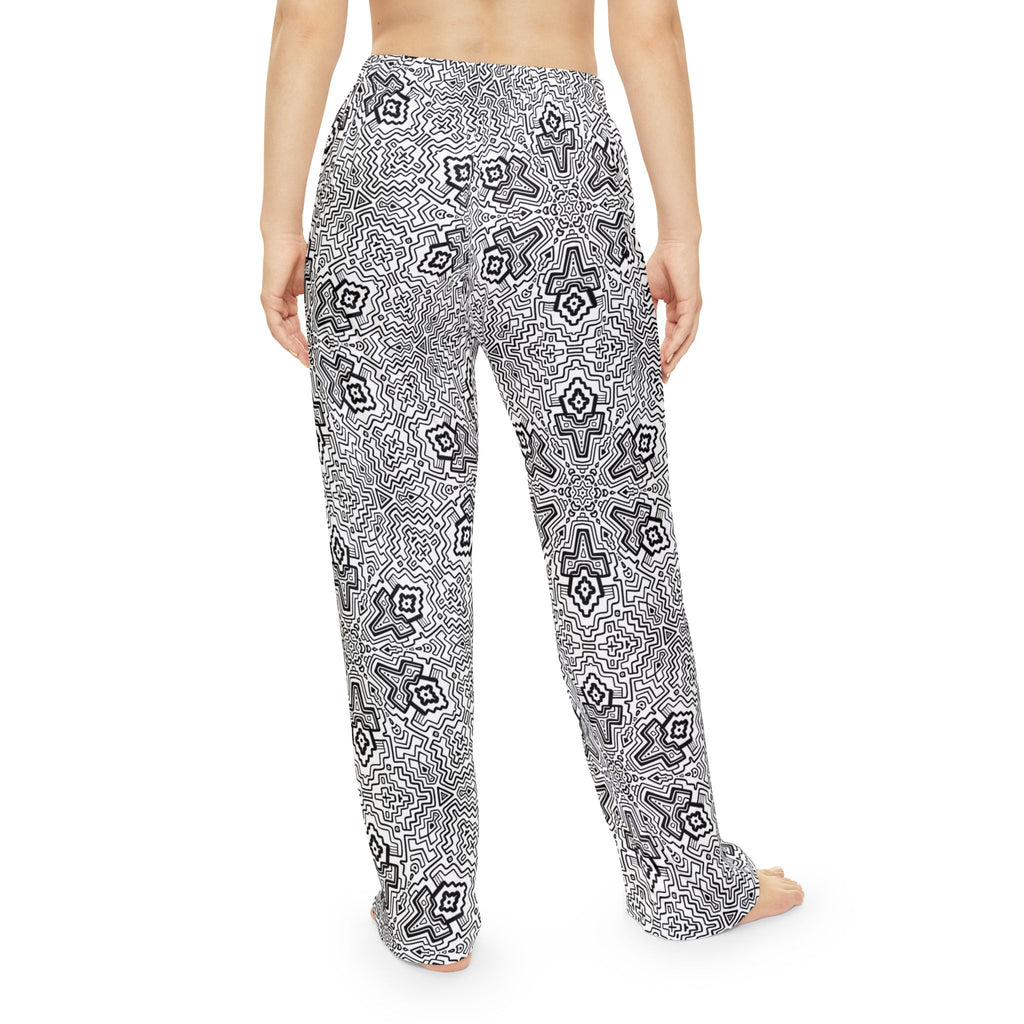 Women's Pajama Pants — Monochrome Kaleidoscope Lounge Pants #lp47766