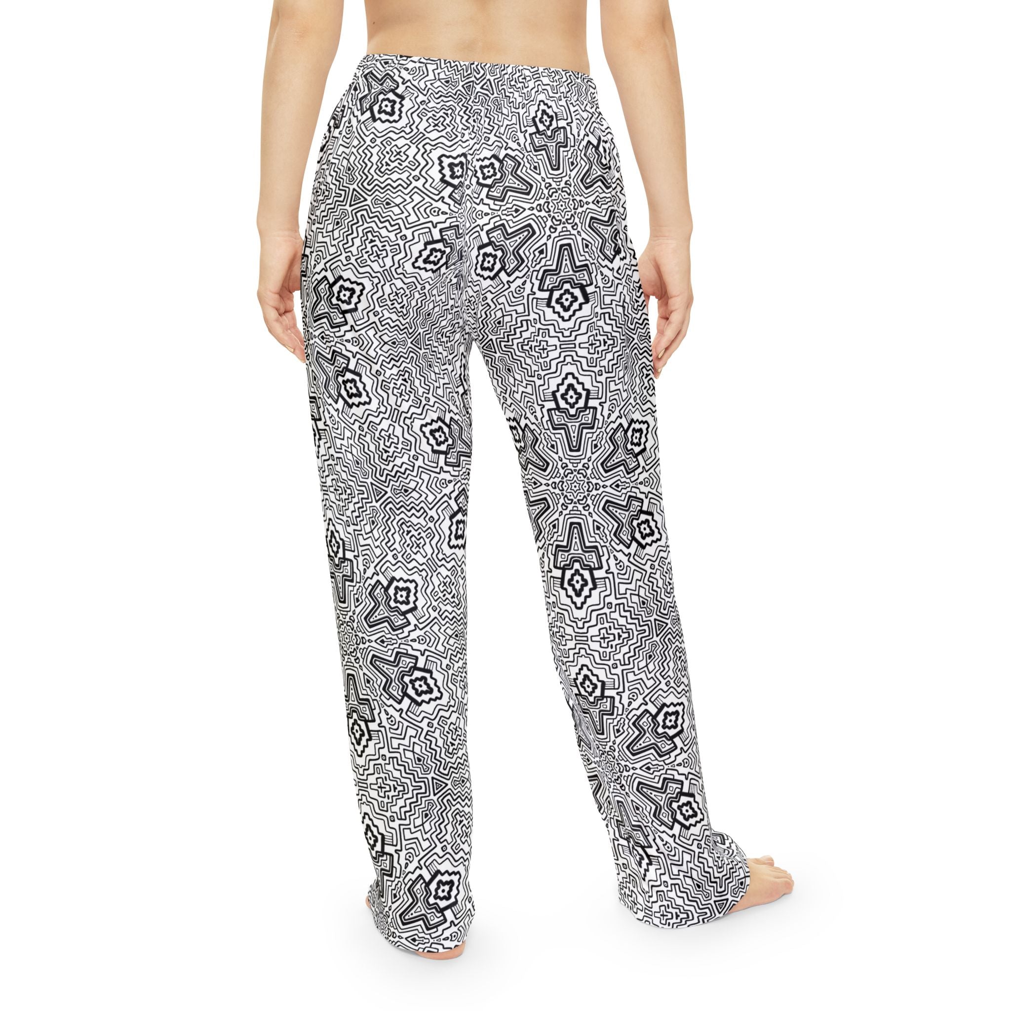 Women's Pajama Pants — Monochrome Kaleidoscope Lounge Pants #lp47766