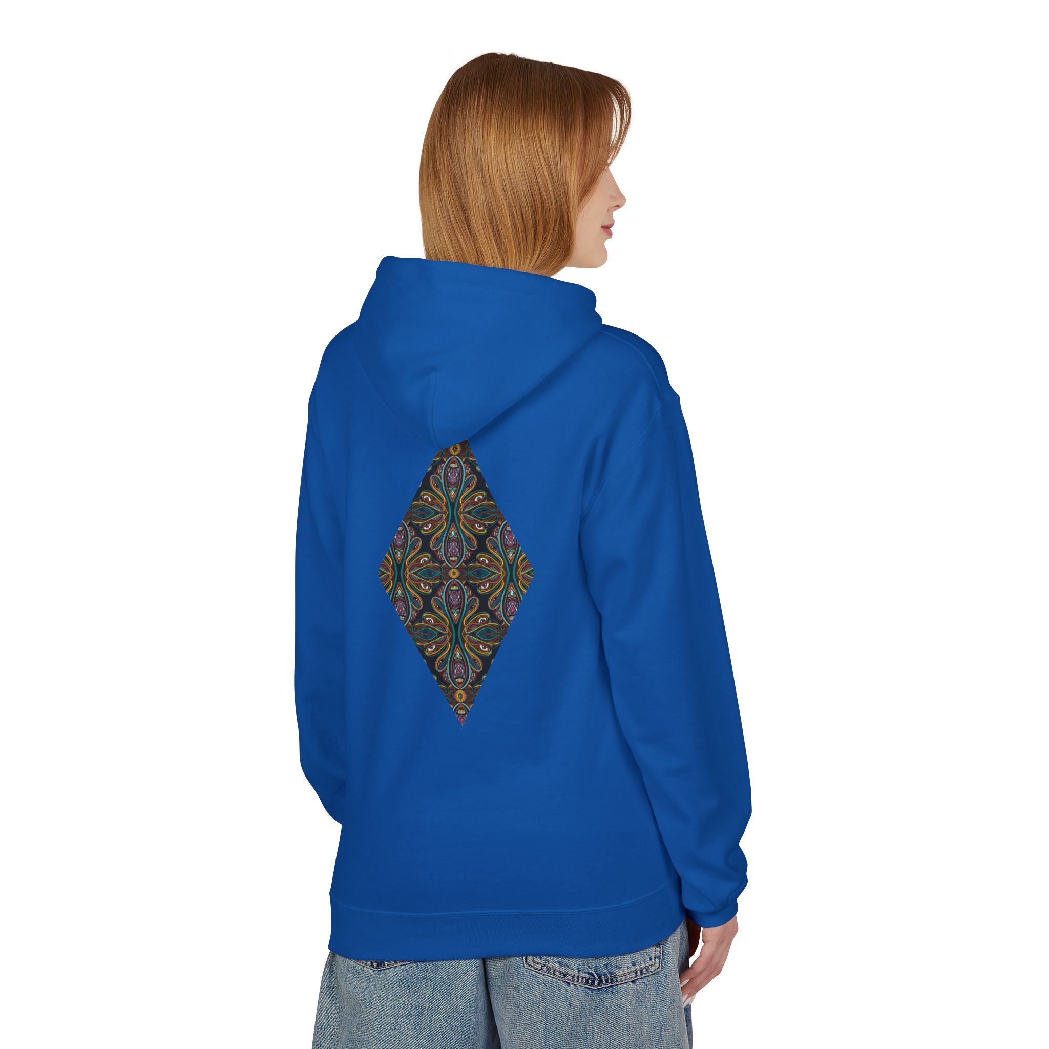 Geometric Mosaic Triangle Hoodie — Decorative Pattern Pullover #i865678