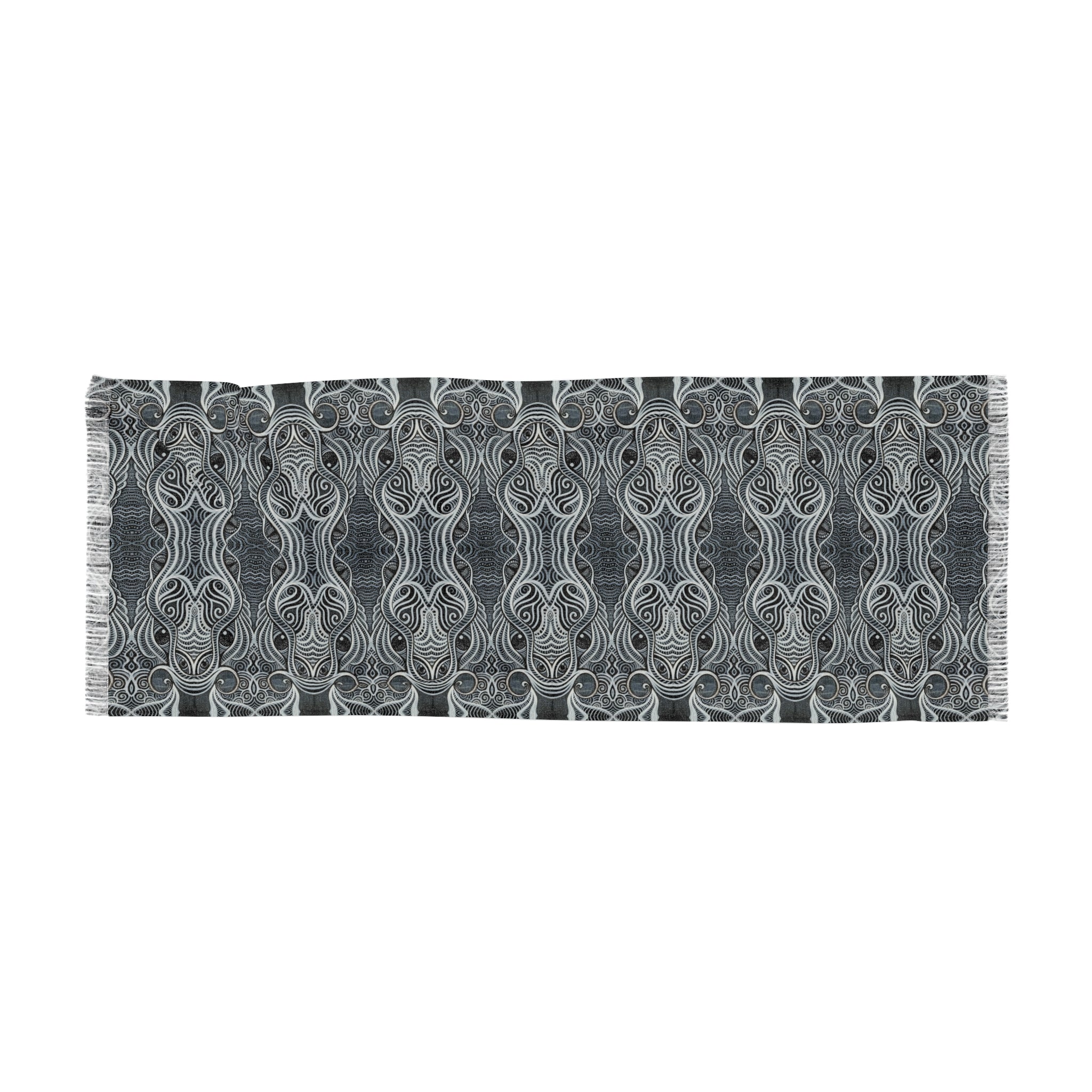 Light Scarf — Elegant Grey Geometric Patterned Scarf #h8643