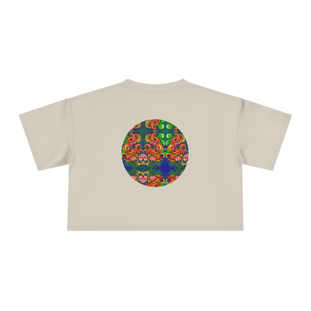 Psychedelic Keyhole Crop Tee — Colorful Abstract Floral Graphic Top #ctaf55