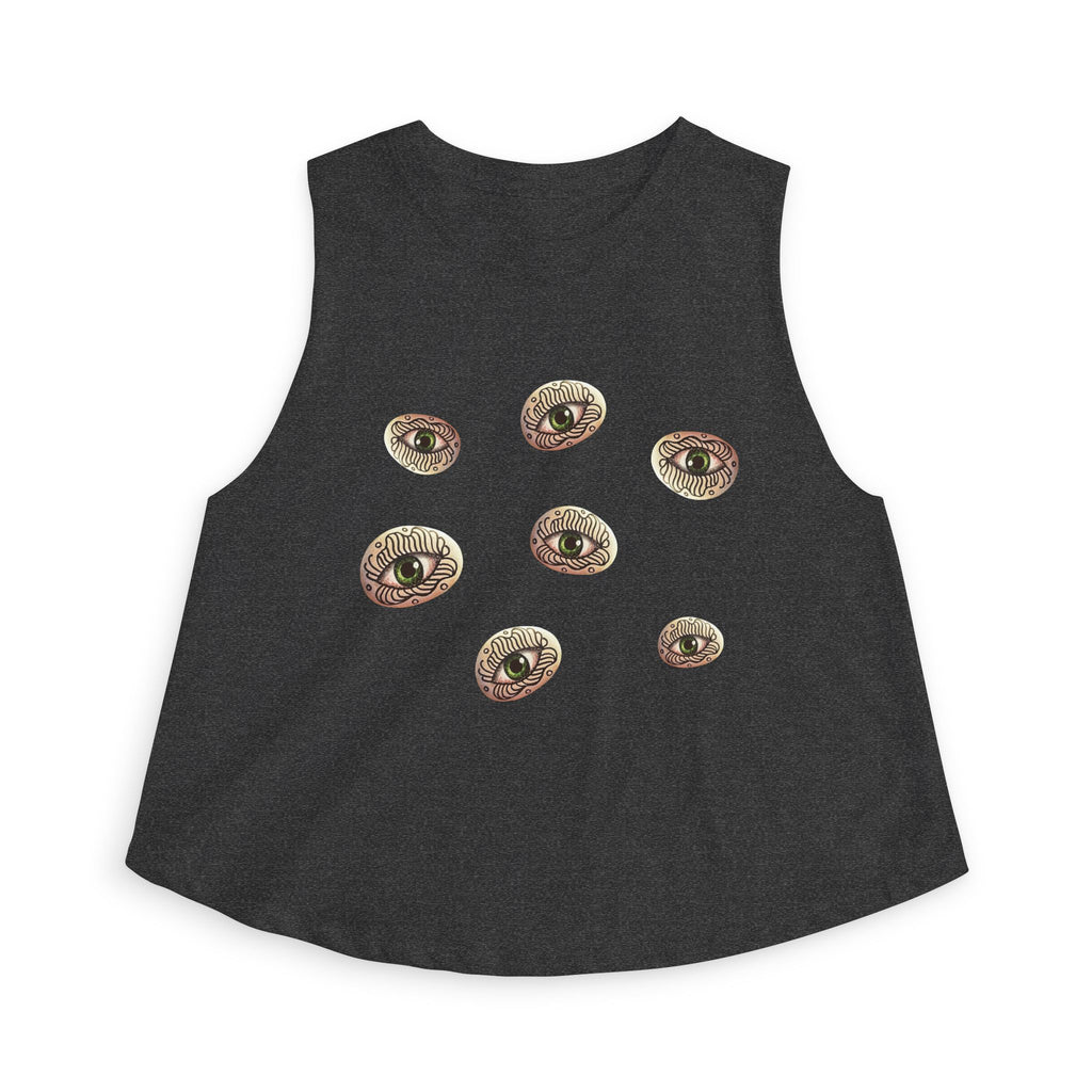 Women's Eye Cluster Crop Top — Mystical Boho Graphic Tank #k97357