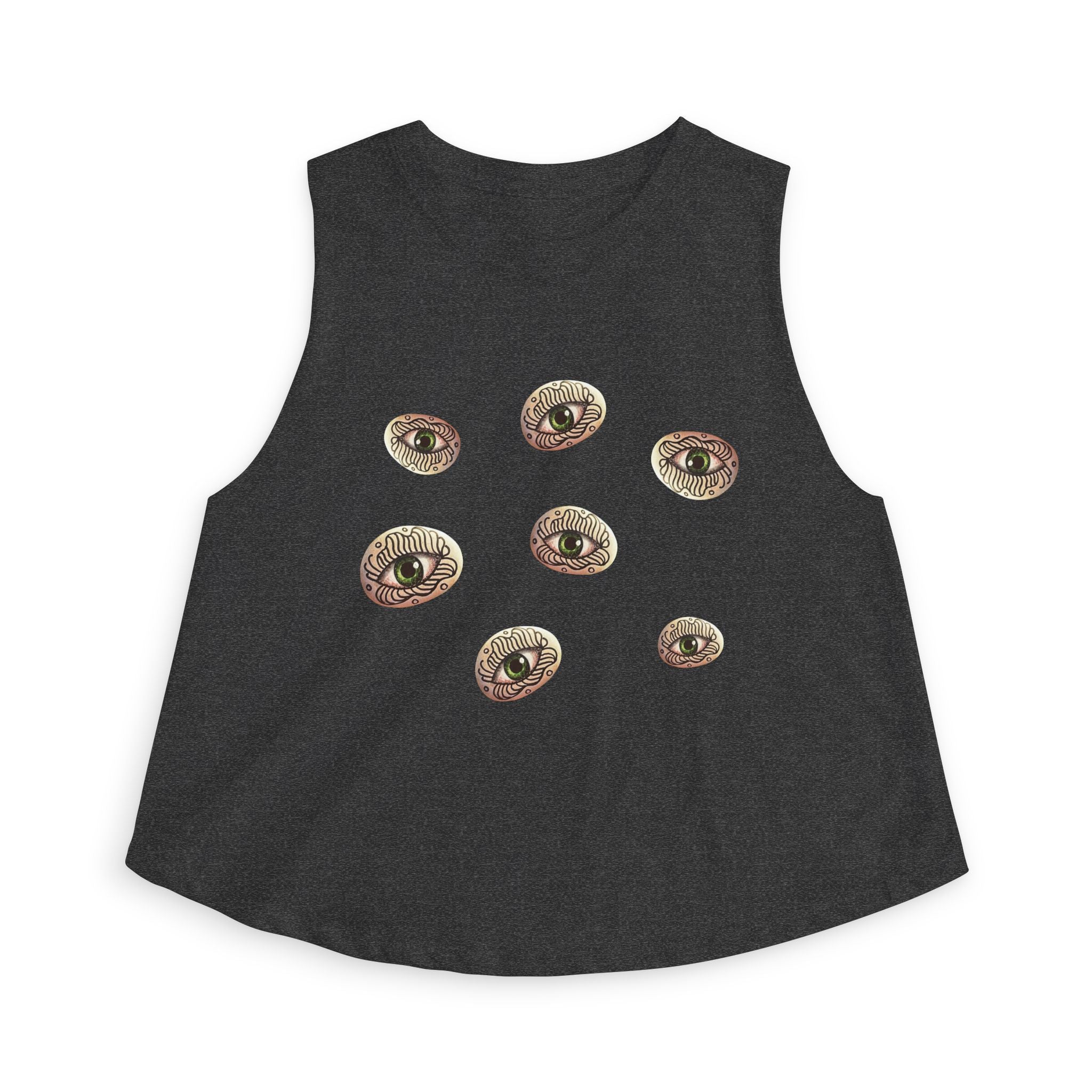 Women's Eye Cluster Crop Top — Mystical Boho Graphic Tank #k97357