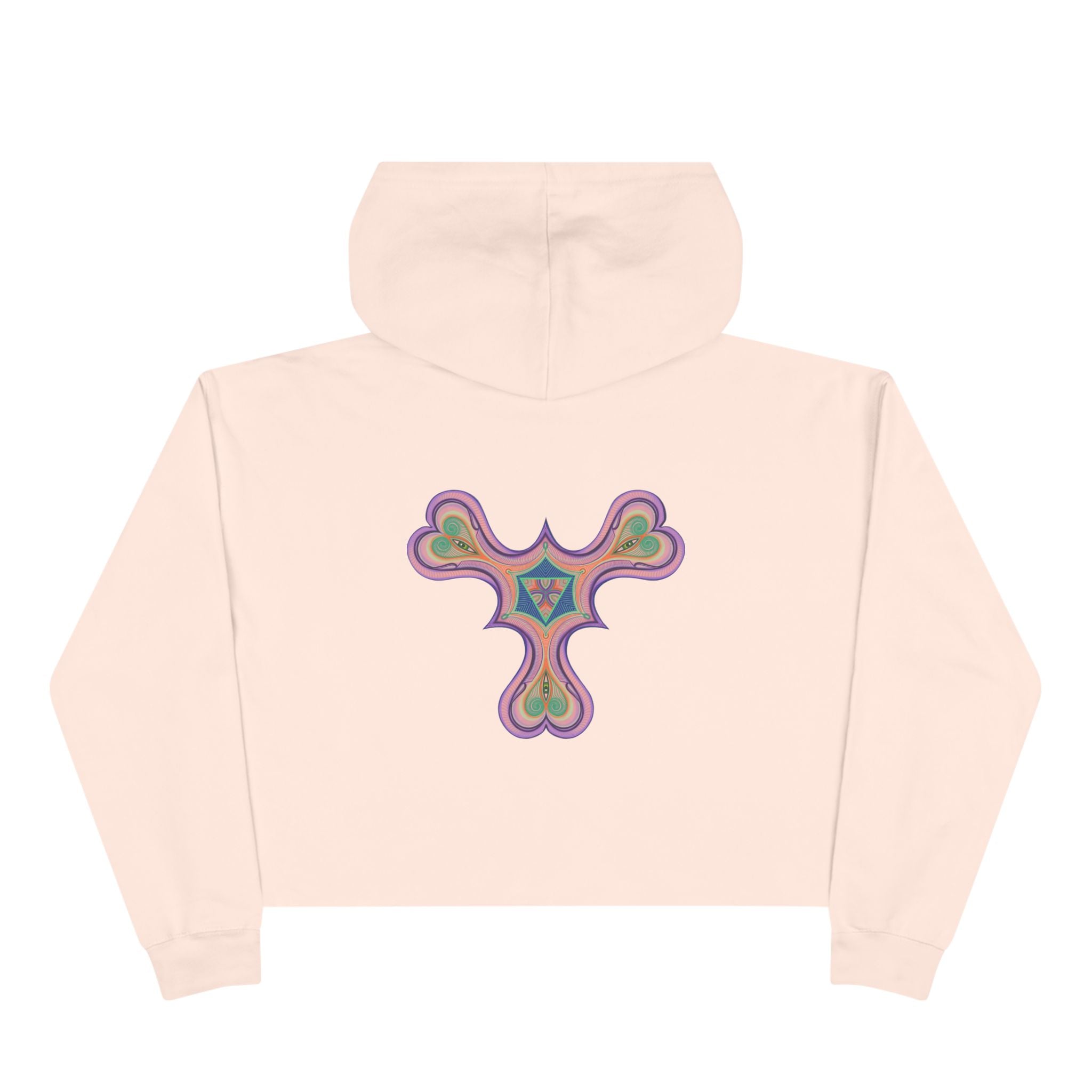 Boho Heart Mandala Crop Hoodie — Psychedelic Floral Tribal Graphic  #chpf3