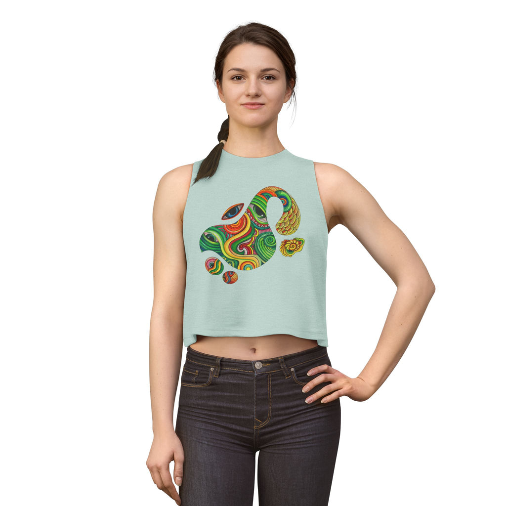 Psychedelic Paisley Crop Top – Colorful Retro Swirl Tank #w2462