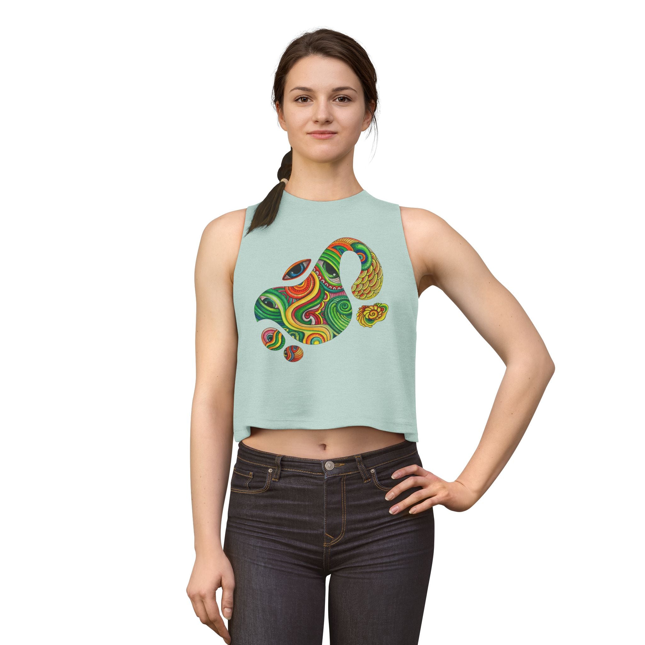 Psychedelic Paisley Crop Top – Colorful Retro Swirl Tank #w2462