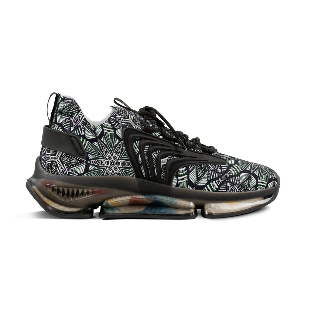 Men's Mesh Sneakers — Green Geometric Athletic Shoes #h08657