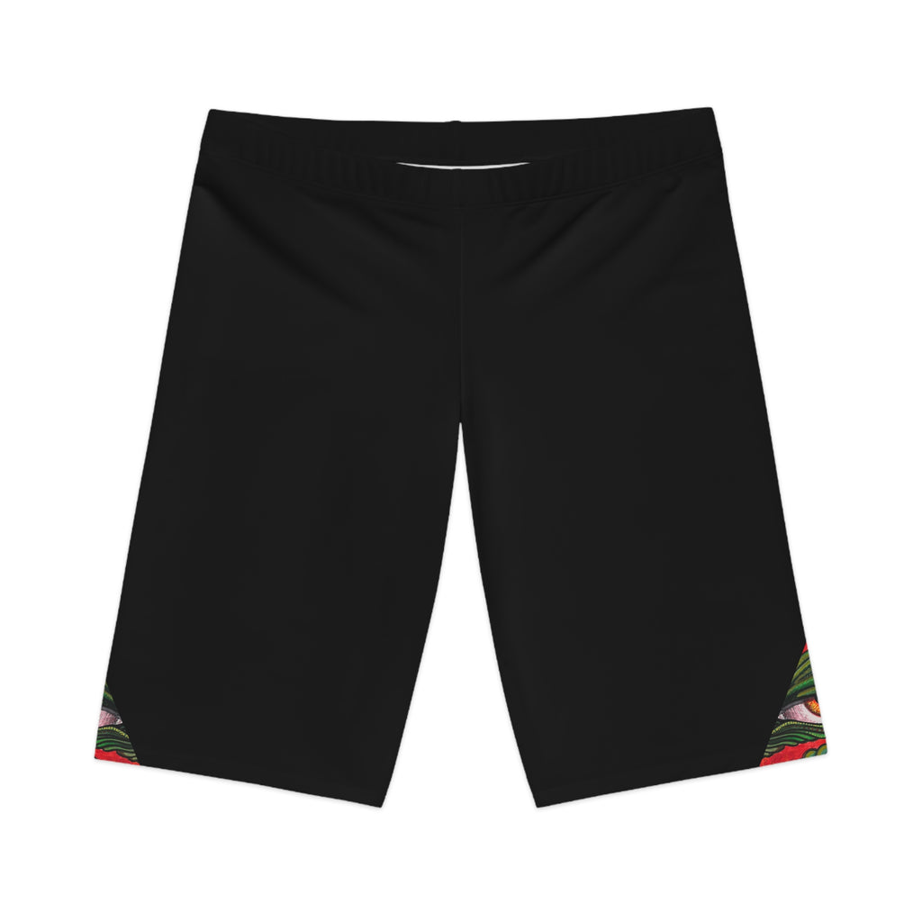 Women's Bike Shorts with Subtle Floral Triangle Accent #s118764