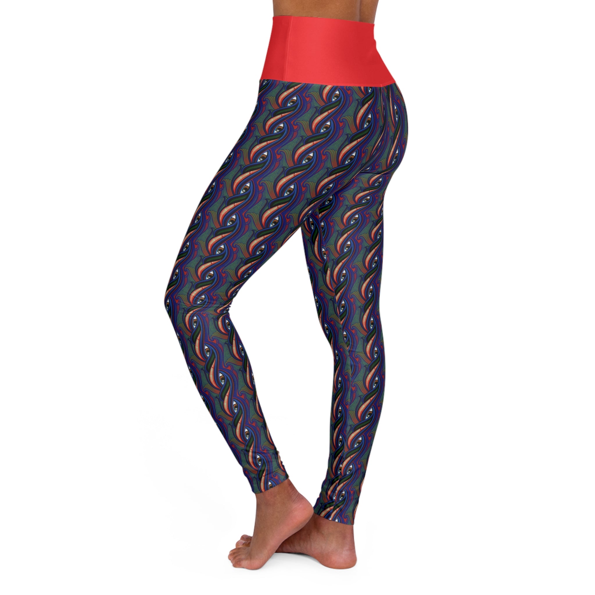 High-Waist Rainbow Paisley Yoga Leggings – Colorful AOP Activewear