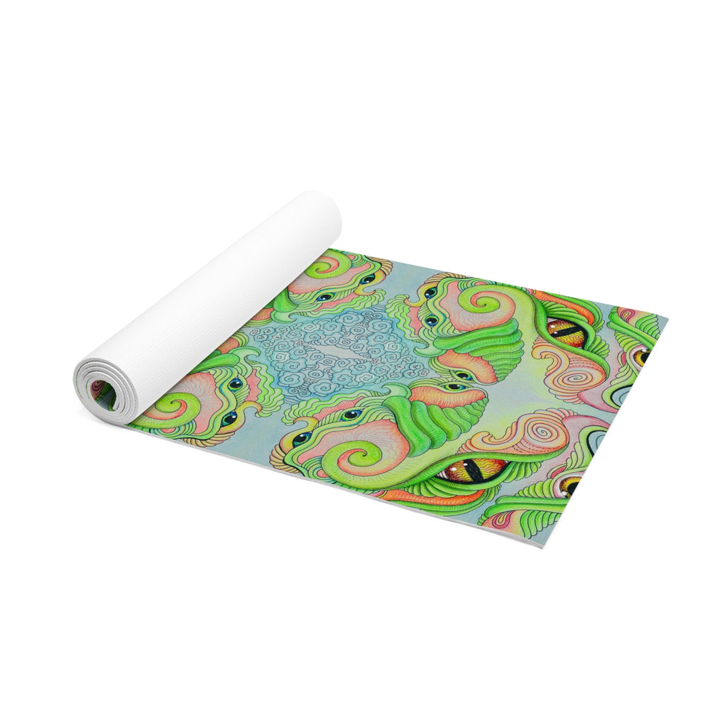 Psychedelic Green Mandala Foam Yoga Mat — Non-Slip Meditation & Exercise Mat #ohf9998444