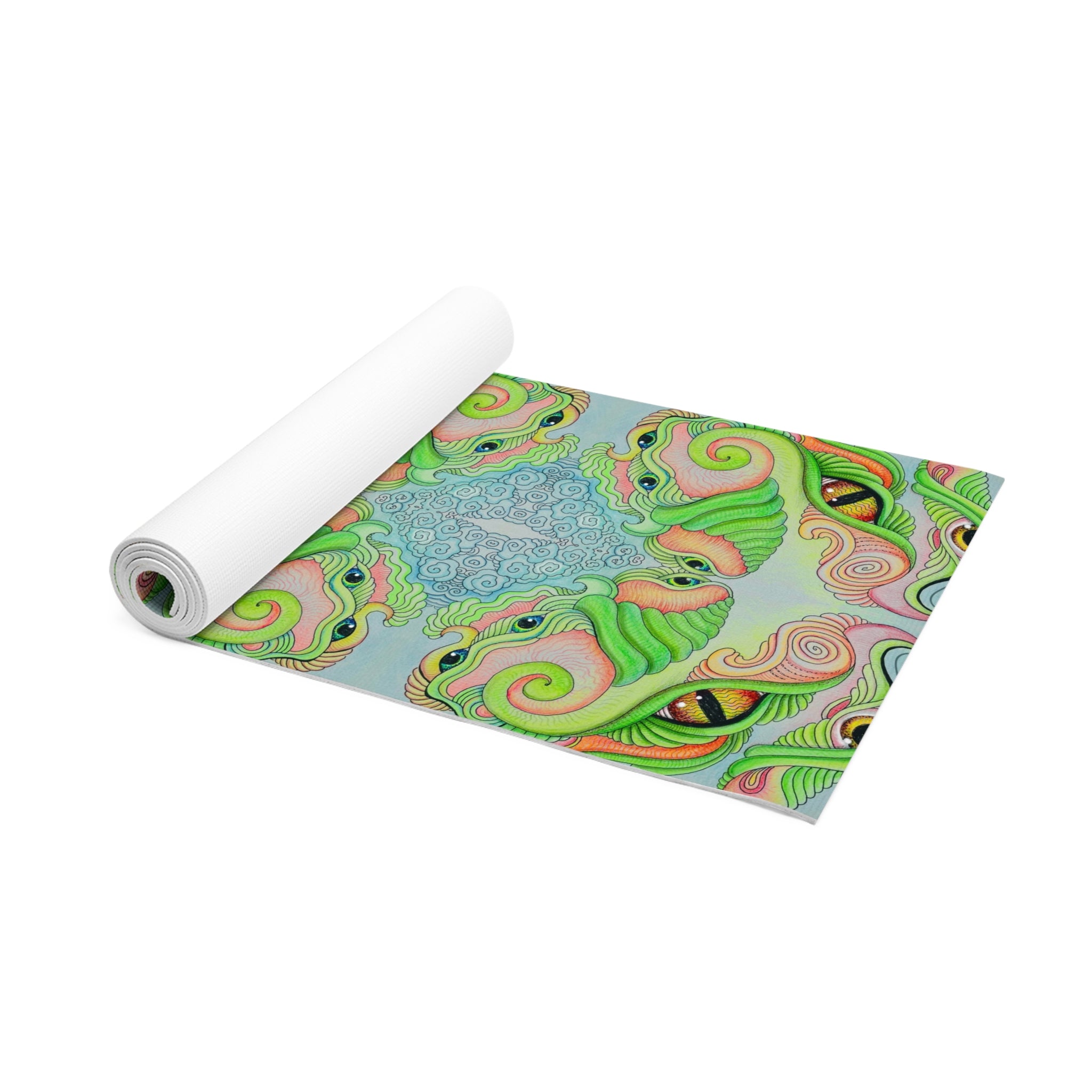 Psychedelic Green Mandala Foam Yoga Mat — Non-Slip Meditation & Exercise Mat #ohf9998444