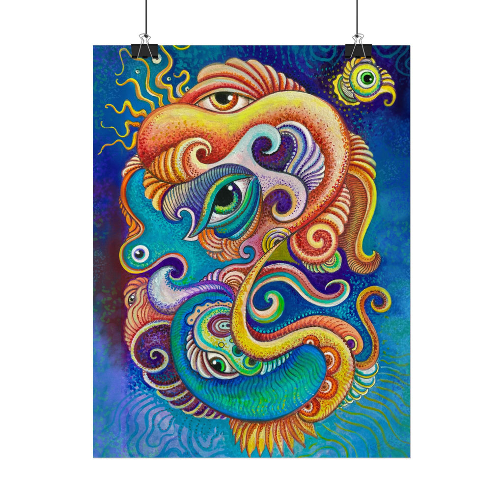 Abstract Psychedelic Watercolor Poster — Textured Matte Art Print #wp2