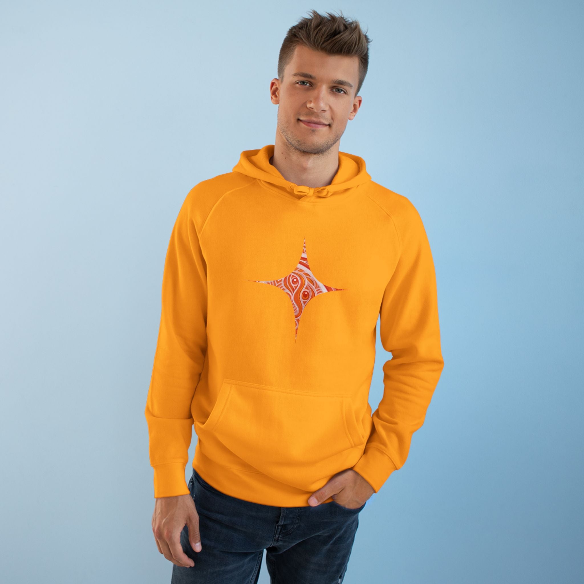 Keyhole & Diamond Pattern Hoodie — Abstract Red Paisley Graphic #yh099879