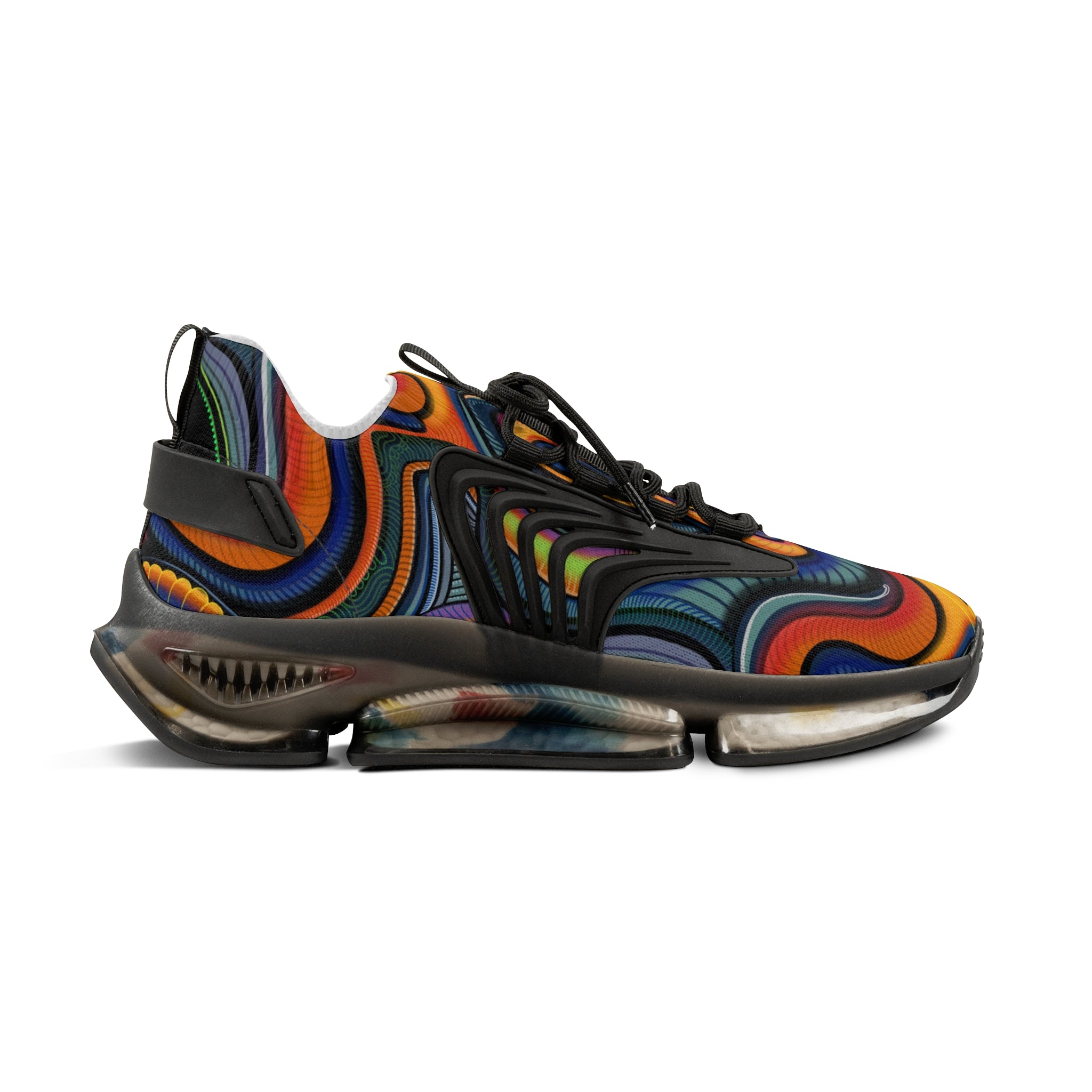 Men's Mesh Sneakers — Retro Psychedelic Swirl Athletic Shoes #lh963278