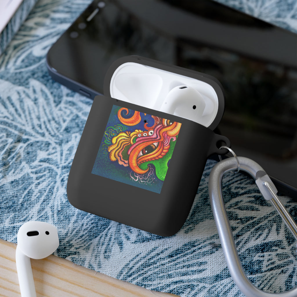 Colorful Abstract Dragon AirPods Case — Vibrant Floral Swirl Design #2347