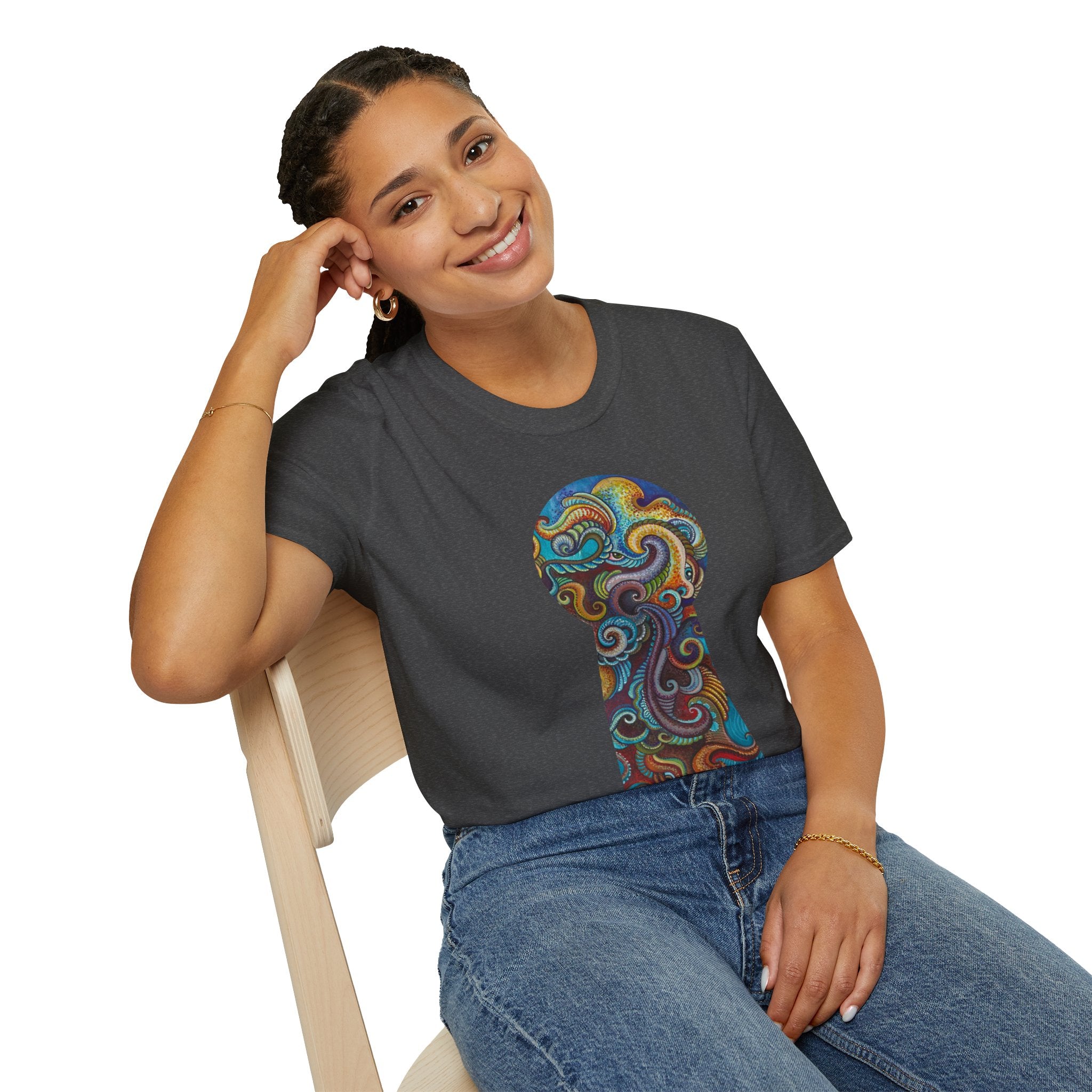 Psychedelic Keyhole T-Shirt — Colorful Swirl Art Tee #tsc8765