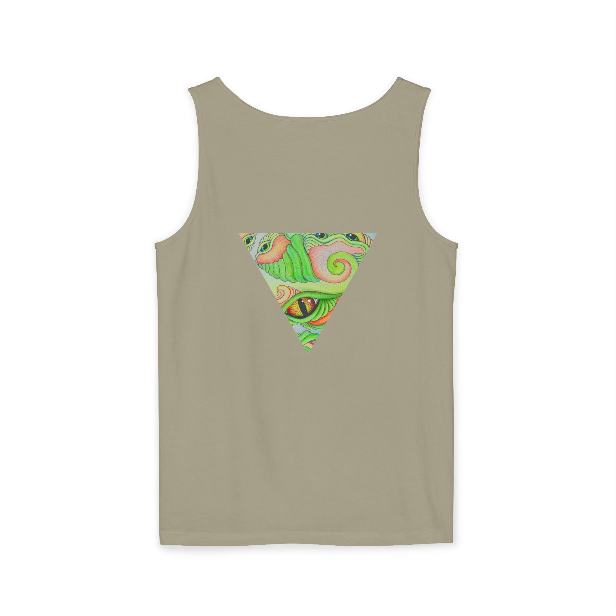 Psychedelic Triangle Tank Top — Green Swirl Eye Graphic #hg772225566