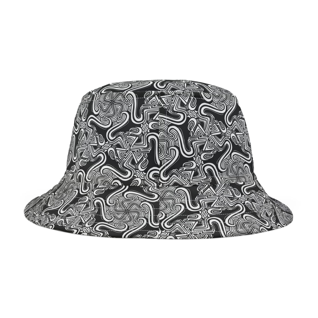 Gray Abstract Swirl Bucket Hat — All-Over Print Graphic Sun Hat #h986368