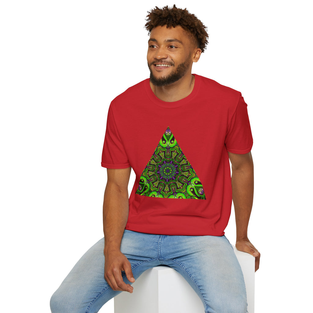 Green Mandala Triangle T-Shirt – Psychedelic Geometric Art Tee # kh9732